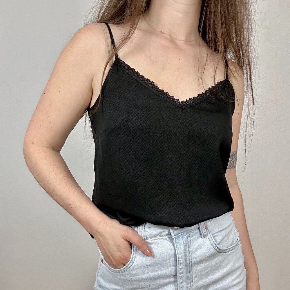 Smart Set Black Cami with Lace Trim
